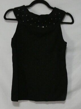 INSIGHT Black Studded Embellished Sleeveless Tank Top Large